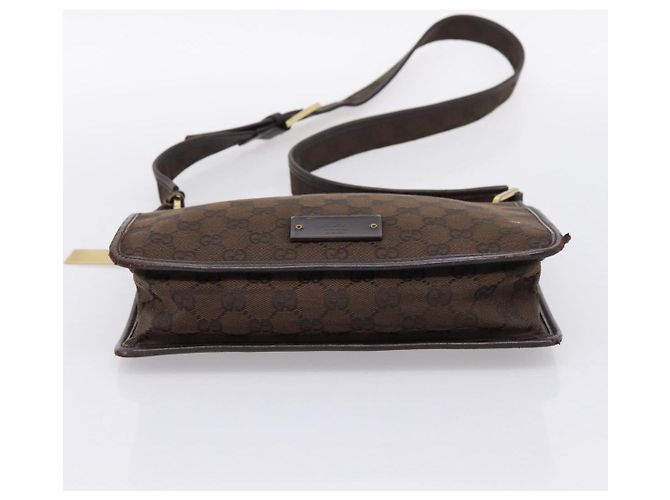Borsa a tracolla GUCCI GG Canvas Marrone Oro 91762 Auth 201343 D'oro - vista 9