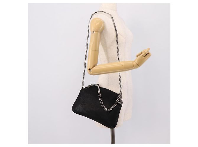 Stella Mc Cartney Borsa Stella MacCartney Falabella Suede 2way Black Silver Auth BA15506A Nero Argento - vista 23