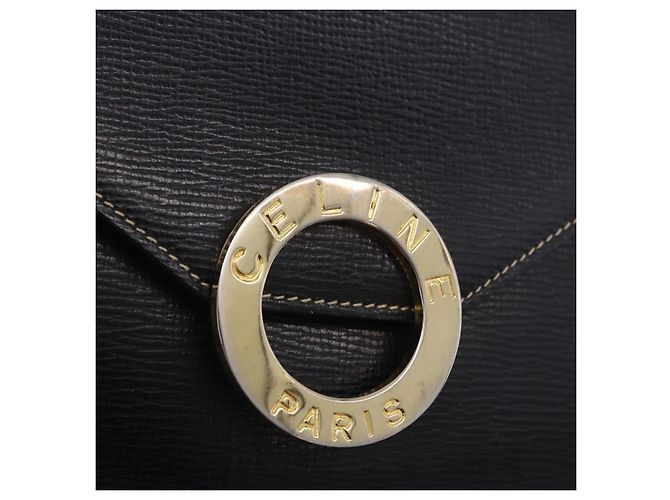 Céline Borsa a tracolla Circle CELINE in pelle nera e oro Auth 205823 Nero - vista 19