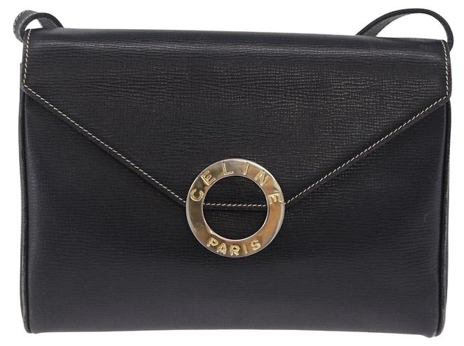 Céline Borsa a tracolla Circle CELINE in pelle nera e oro Auth 205823 Nero - vista 2