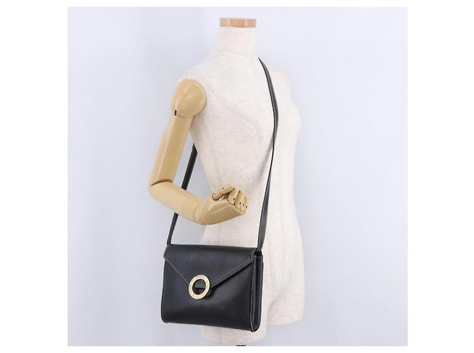 Céline Borsa a tracolla Circle CELINE in pelle nera e oro Auth 205823 Nero - vista 29