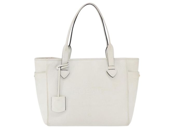 Saco Tote LOEWE em couro branco e dourado Auth ka6256 - vista 13