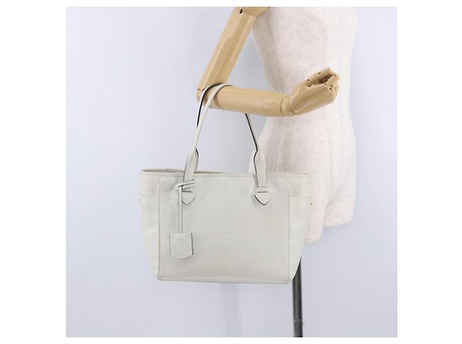 Saco Tote LOEWE em couro branco e dourado Auth ka6256 - vista 24