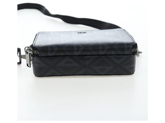 Christian Dior CD Diamond Messenger Shoulder Pouch PVC Black Silver Auth 203261V Nero Argento - vista 10