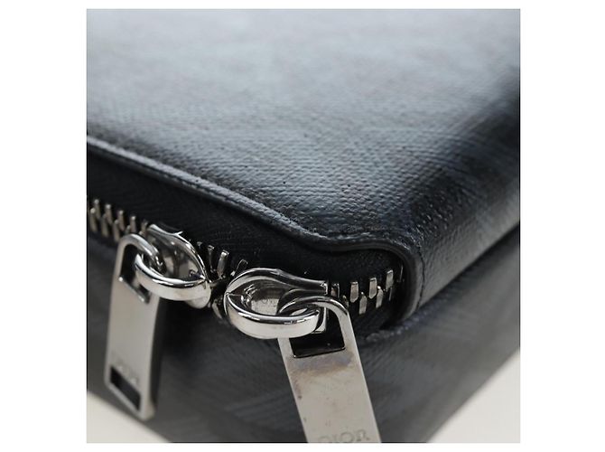 Christian Dior CD Diamond Messenger Shoulder Pouch PVC Black Silver Auth 203261V Nero Argento - vista 11