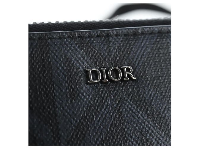 Christian Dior CD Diamond Messenger Shoulder Pouch PVC Black Silver Auth 203261V Nero Argento - vista 15
