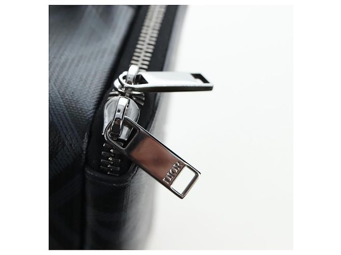 Christian Dior CD Diamond Messenger Shoulder Pouch PVC Black Silver Auth 203261V Nero Argento - vista 18