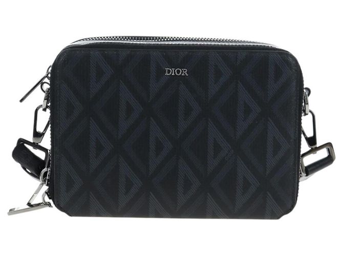 Christian Dior CD Diamond Messenger Shoulder Pouch PVC Black Silver Auth 203261V Nero Argento - vista 2