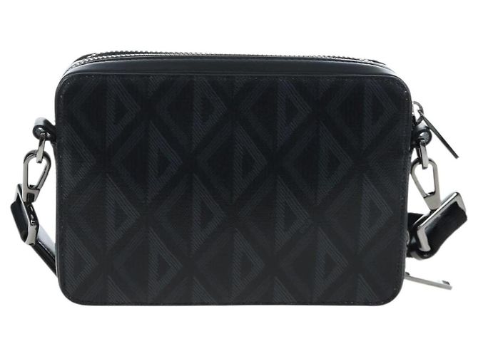 Christian Dior CD Diamond Messenger Shoulder Pouch PVC Black Silver Auth 203261V Nero Argento - vista 3