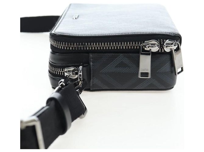 Christian Dior CD Diamond Messenger Shoulder Pouch PVC Black Silver Auth 203261V Nero Argento - vista 4
