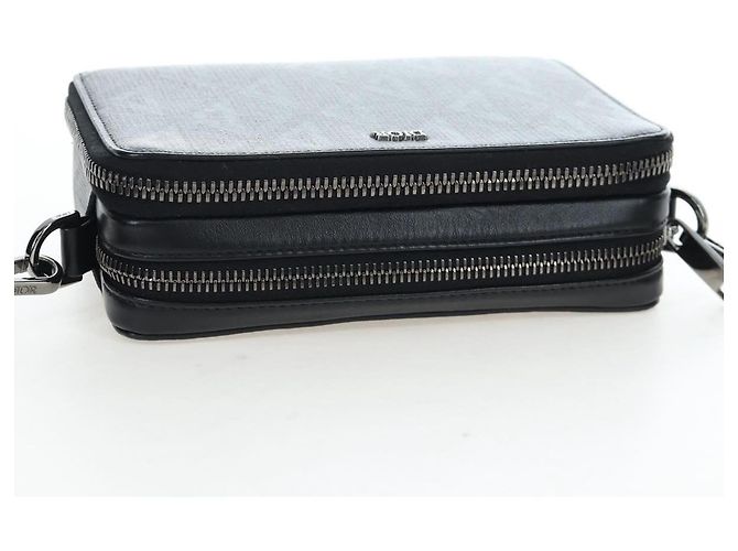Christian Dior CD Diamond Messenger Shoulder Pouch PVC Black Silver Auth 203261V Nero Argento - vista 6
