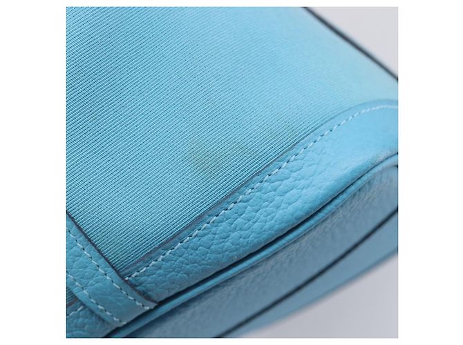 Hermès Borsa Tote HERMES Garden Party PM Canvas Blue Silver Auth LN144M Argento - vista 15