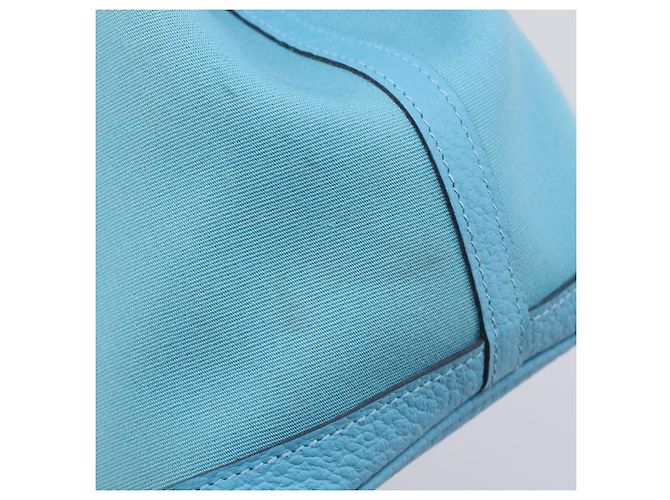 Hermès Borsa Tote HERMES Garden Party PM Canvas Blue Silver Auth LN144M Argento - vista 16