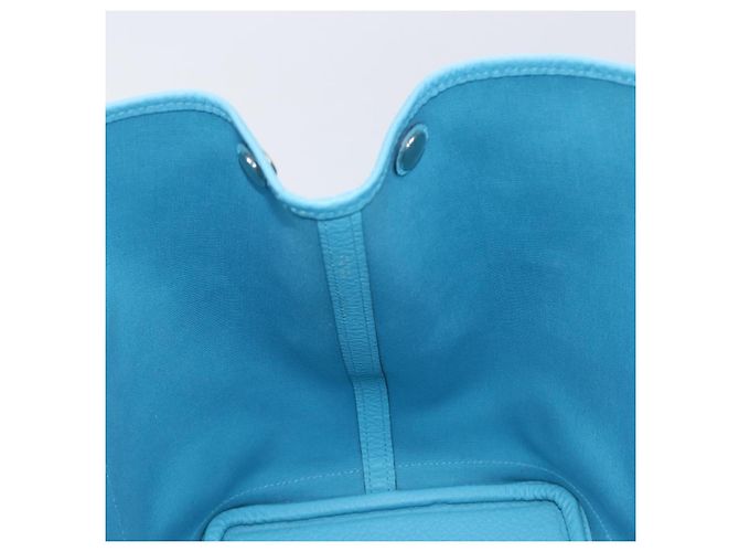 Hermès Borsa Tote HERMES Garden Party PM Canvas Blue Silver Auth LN144M Argento - vista 20