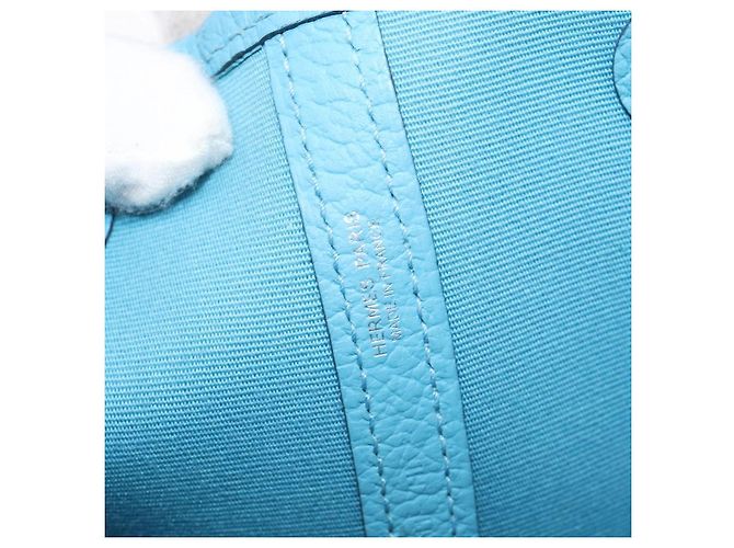 Hermès Borsa Tote HERMES Garden Party PM Canvas Blue Silver Auth LN144M Argento - vista 21