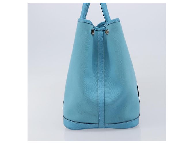 Hermès Borsa Tote HERMES Garden Party PM Canvas Blue Silver Auth LN144M Argento - vista 5