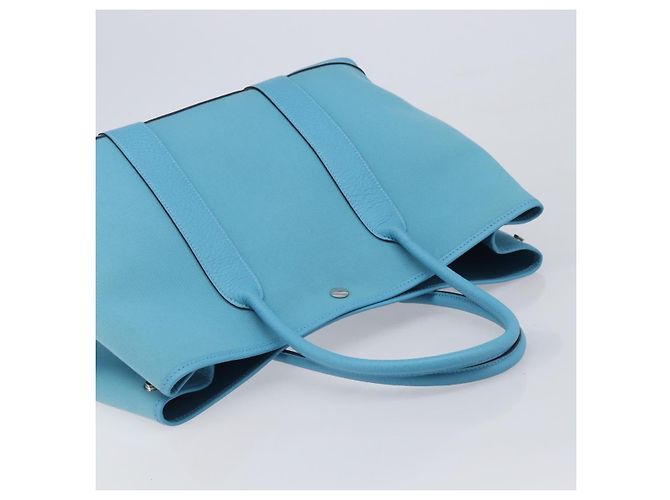 Hermès Borsa Tote HERMES Garden Party PM Canvas Blue Silver Auth LN144M Argento - vista 6