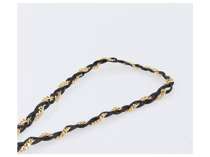Bolsa de Ombro com Corrente BALLY em Couro Preto e Dourado Auth BA15570A - vista 9