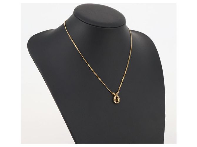 Collana Christian Dior Strass metallo Gold Tone Auth 204224 - vista 15