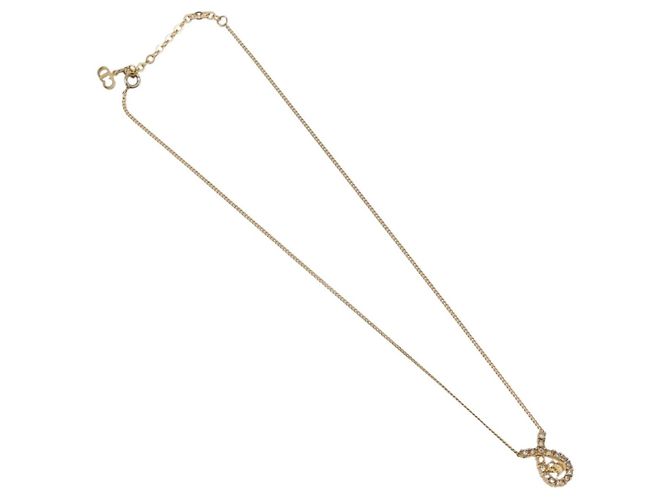 Collana Christian Dior Strass metallo Gold Tone Auth 204224 - vista 2