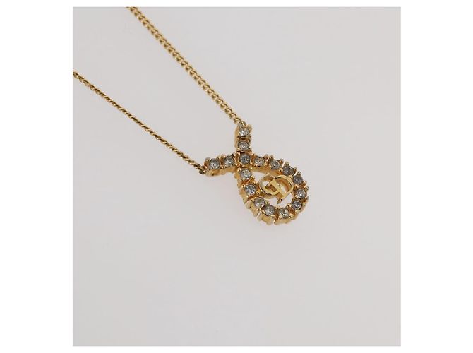 Collana Christian Dior Strass metallo Gold Tone Auth 204224 - vista 3