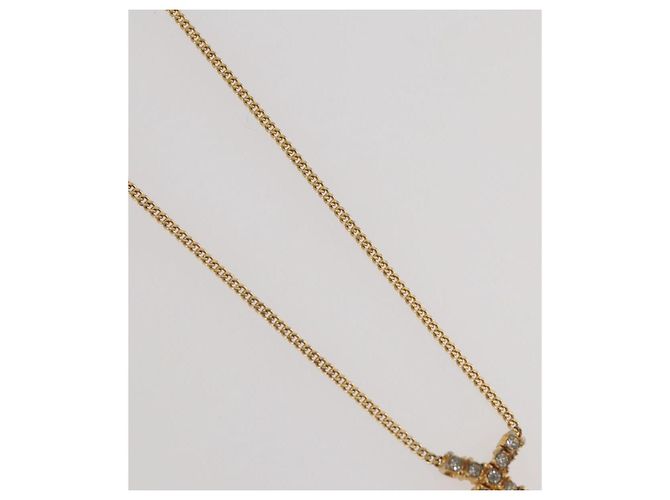 Collana Christian Dior Strass metallo Gold Tone Auth 204224 - vista 4
