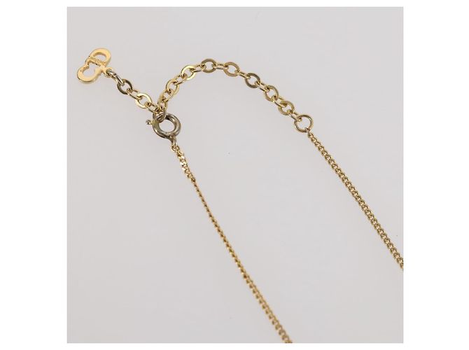 Collana Christian Dior Strass metallo Gold Tone Auth 204224 - vista 7