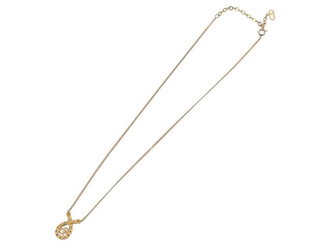 Collana Christian Dior Strass metallo Gold Tone Auth 204224 - vista 8