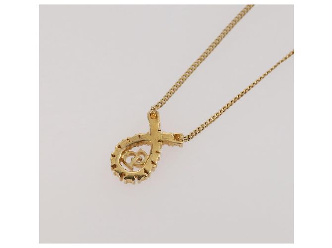 Collana Christian Dior Strass metallo Gold Tone Auth 204224 - vista 9