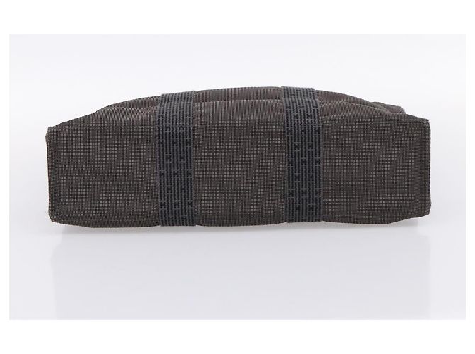 Hermès Bolsa HERMES Her Line MM Canvas Cinza Prata Auth 205800A Marrom - vista 9