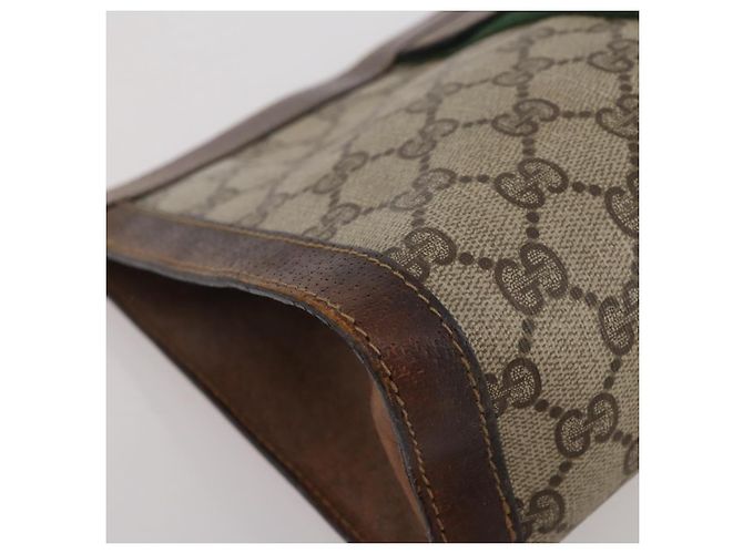 Borsa a pochette GUCCI GG Supreme Web Sherry Line PVC Beige Auth 205187 - vista 12
