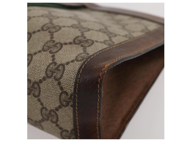 Borsa a pochette GUCCI GG Supreme Web Sherry Line PVC Beige Auth 205187 - vista 13