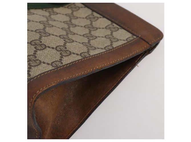 Borsa a pochette GUCCI GG Supreme Web Sherry Line PVC Beige Auth 205187 - vista 5