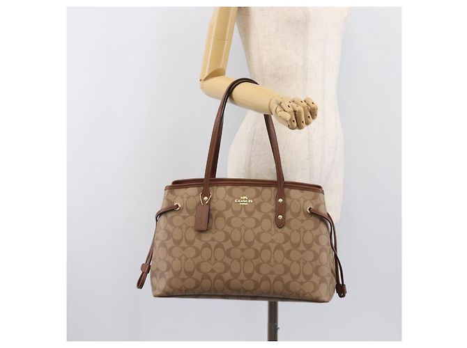 Coach Signature Tote Bag PVC Beige Gold Auth ki6830A Golden - Ansicht 29
