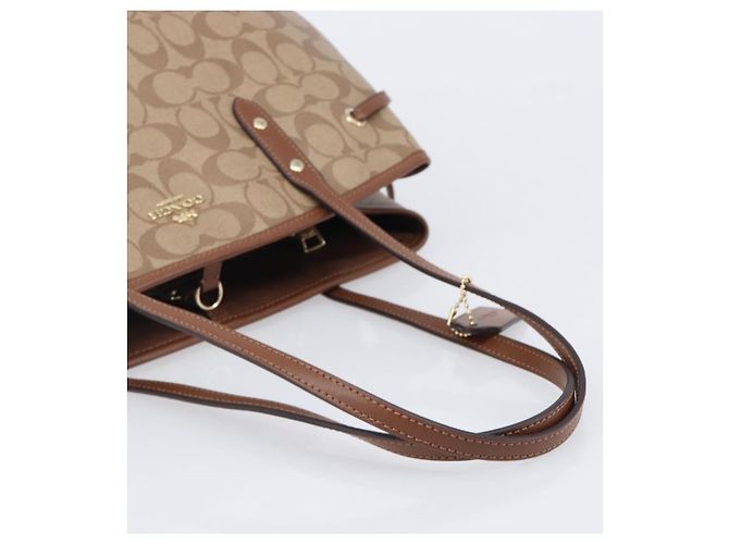 Coach Signature Tote Bag PVC Beige Gold Auth ki6830A Golden - Ansicht 7
