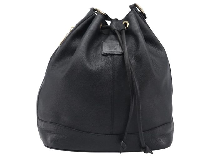 Borsa a tracolla Burberrys in pelle nera e oro Auth 204637A Nero - vista 2