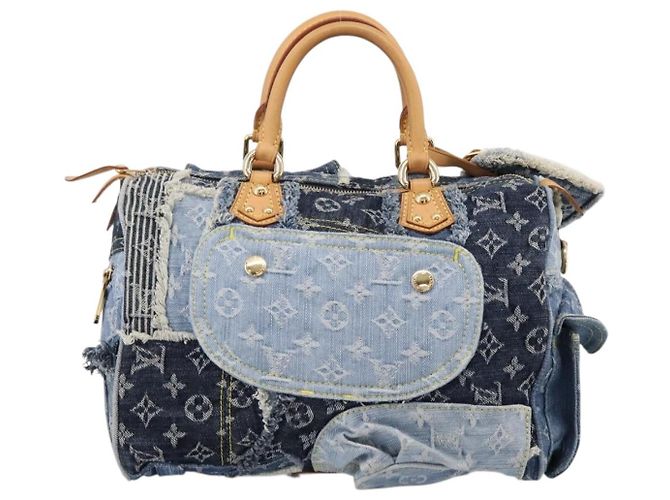 LOUIS VUITTON Monogram Denim Patchwork Speedy 30 Tasche Blue M95380 LV Auth ki6823SAM Blau - vista 2