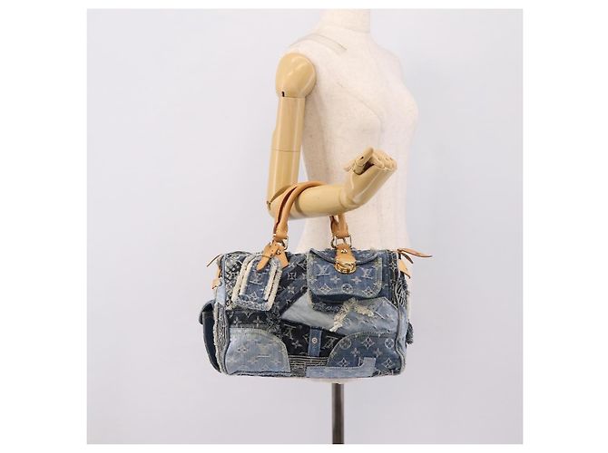 LOUIS VUITTON Monogram Denim Patchwork Speedy 30 Tasche Blue M95380 LV Auth ki6823SAM Blau - vista 27
