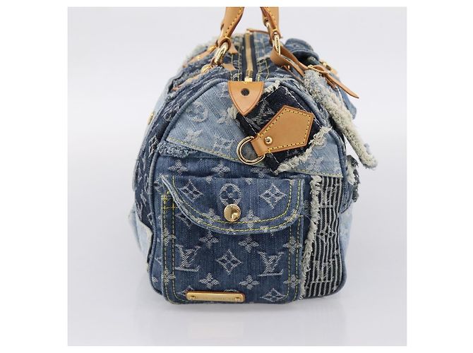 LOUIS VUITTON Monogram Denim Patchwork Speedy 30 Tasche Blue M95380 LV Auth ki6823SAM Blau - vista 3