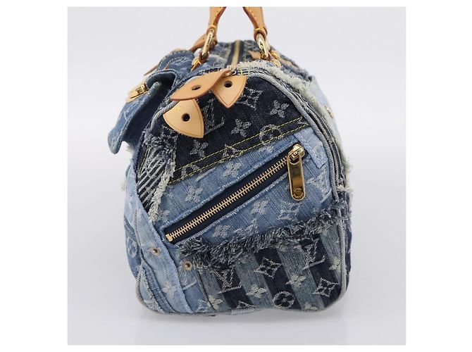 LOUIS VUITTON Monogram Denim Patchwork Speedy 30 Tasche Blue M95380 LV Auth ki6823SAM Blau - vista 4