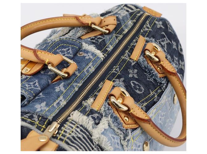 LOUIS VUITTON Monogram Denim Patchwork Speedy 30 Tasche Blue M95380 LV Auth ki6823SAM Blau - vista 6