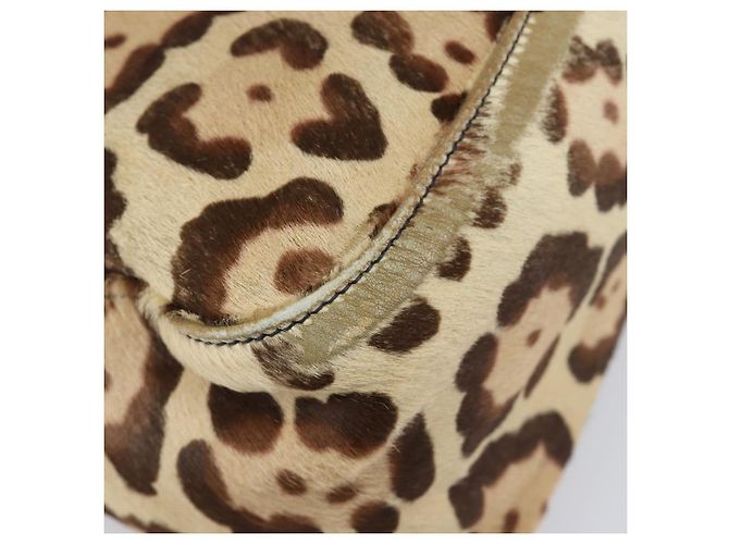 Borsa a tracolla FENDI Mamma Baguette in pelle Harako Beige Silver Auth am12627SAM Argento - vista 13