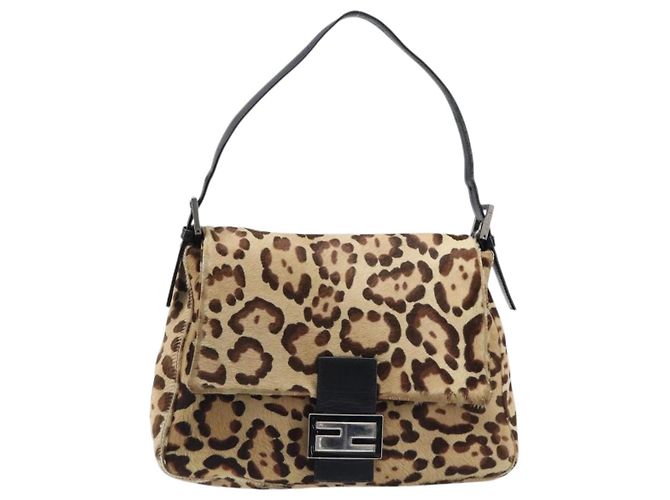Borsa a tracolla FENDI Mamma Baguette in pelle Harako Beige Silver Auth am12627SAM Argento - vista 2