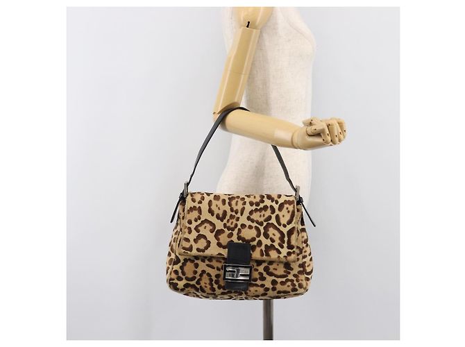 Borsa a tracolla FENDI Mamma Baguette in pelle Harako Beige Silver Auth am12627SAM Argento - vista 27