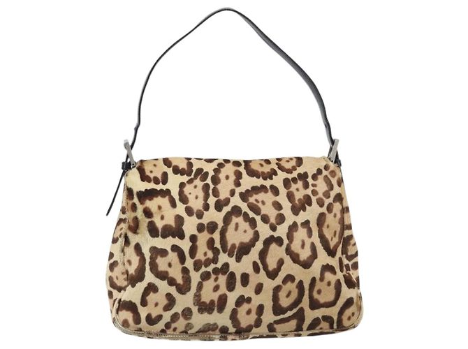 Borsa a tracolla FENDI Mamma Baguette in pelle Harako Beige Silver Auth am12627SAM Argento - vista 3