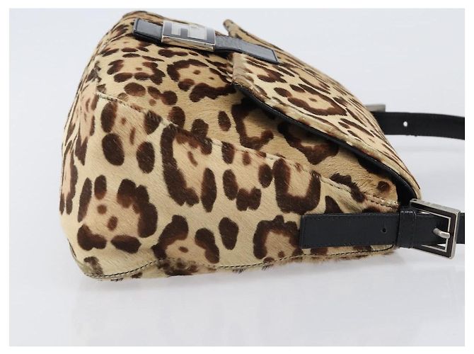 Borsa a tracolla FENDI Mamma Baguette in pelle Harako Beige Silver Auth am12627SAM Argento - vista 4