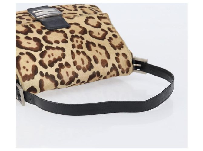 Borsa a tracolla FENDI Mamma Baguette in pelle Harako Beige Silver Auth am12627SAM Argento - vista 7
