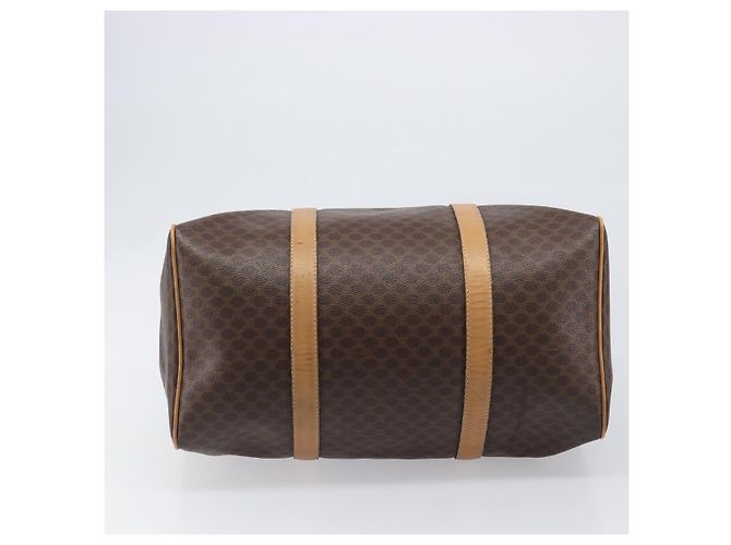 Céline Borsa Boston CELINE Macadam Canvas PVC Leather Brown Gold Auth 199445 Marrone D'oro - vista 10