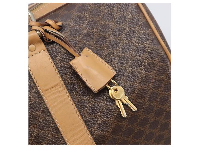 Céline Borsa Boston CELINE Macadam Canvas PVC Leather Brown Gold Auth 199445 Marrone D'oro - vista 16