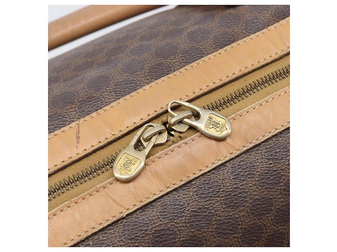 Céline Borsa Boston CELINE Macadam Canvas PVC Leather Brown Gold Auth 199445 Marrone D'oro - vista 18
